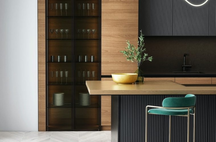 brown wooden cabinet near green and white table
